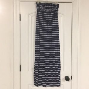 Blue and White Striped Maxi Dress